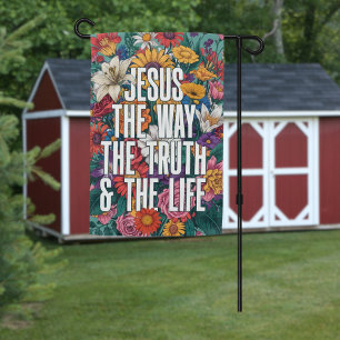 Floral Jesus The Way The Truth The Life Garden Flag