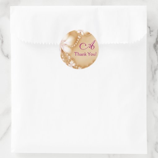 Floral Jewel, Thank You! Classic Round Sticker Zazzle