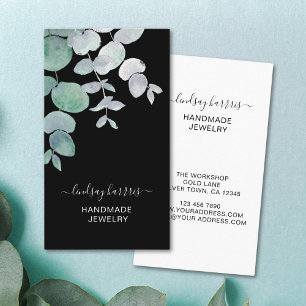 Floral Jewelry Black Business Card
