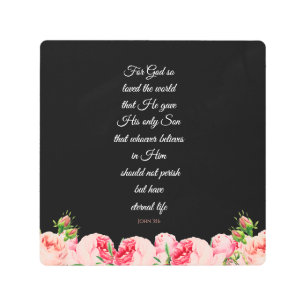 Floral John 3:16 Wrapped Canvas Print