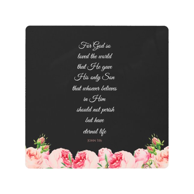 Floral John 3:16 Wrapped Canvas Print (Front)
