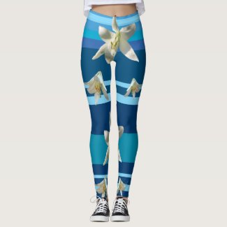 Floral Joy in Blue  Custom Leggings
