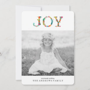 Floral Joy Modern Holiday Photo Card