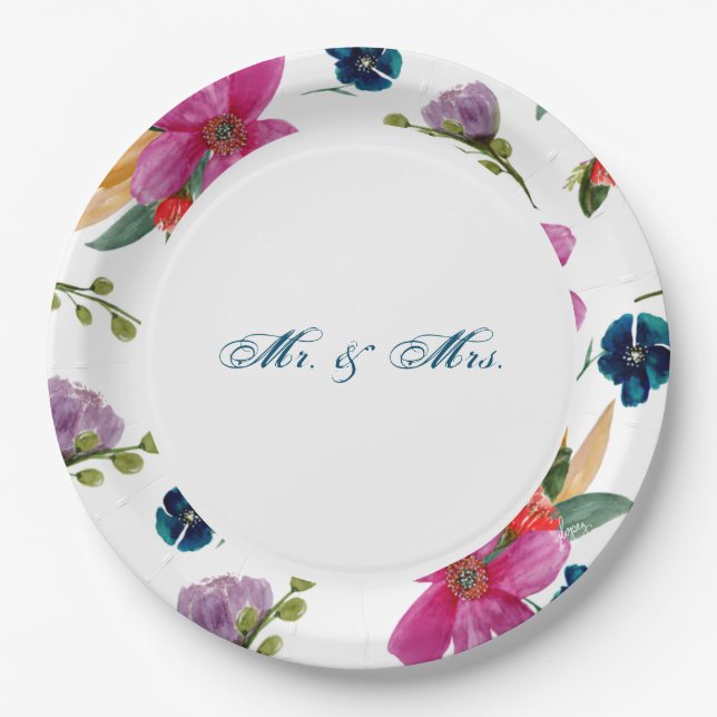 Floral Joyeaux Personalized Occasion Plates (Front)
