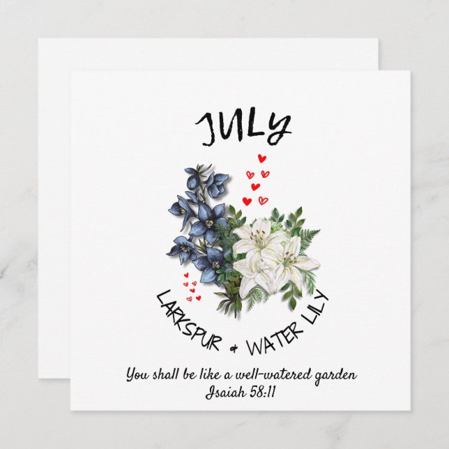 Floral JULY Birth Month Flower Custom Christian  (Front/Back)