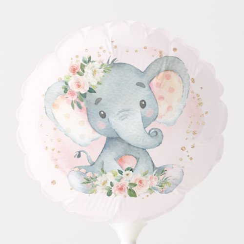 Floral Jungle Elephant Birthday Girl Baby Shower Balloon
