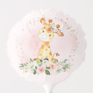 Floral Jungle Giraffe Birthday Girl Baby Shower Balloon