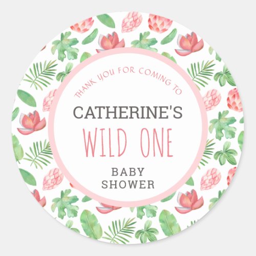 Floral Jungle Safari Baby Shower Thank You Classic Round Sticker