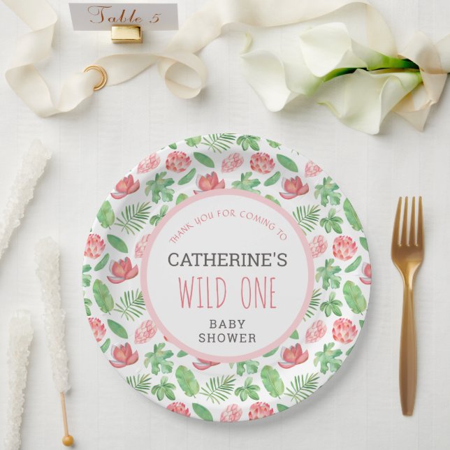 Floral Jungle Safari Baby Shower Thank You  Paper Plates (Wedding)