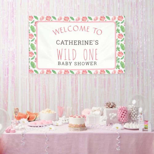 Floral Jungle Safari Girl Baby Shower Welcome Banner