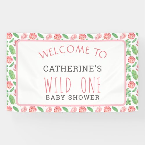 Floral Jungle Safari Girl Baby Shower Welcome Banner