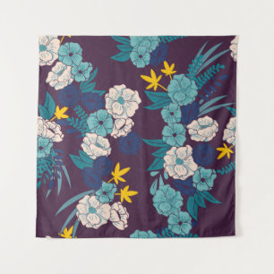 Floral jungle with snakes seamless pattern, tropic tapestry