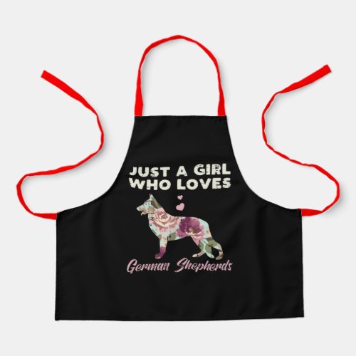 Floral Just A Girl Who Loves German Shepherd Apron
