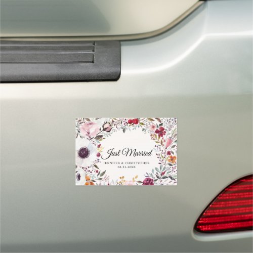 Floral Just Married Car Sign Magnet