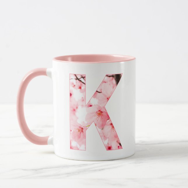 Floral K Initial Mug | Personalized Name & Traits (Left)
