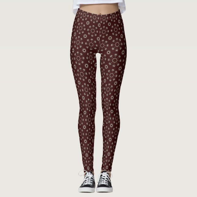 Floral Kabul Coffee License Leggings (Front)