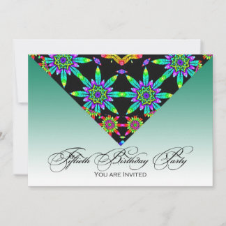 Floral Kaleidoscope 50th Birthday Party Invitation