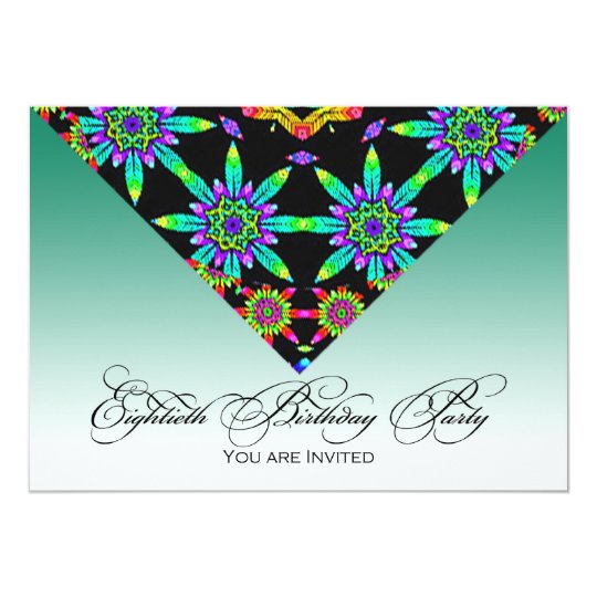 Floral Kaleidoscope 80th Birthday Party Invitation