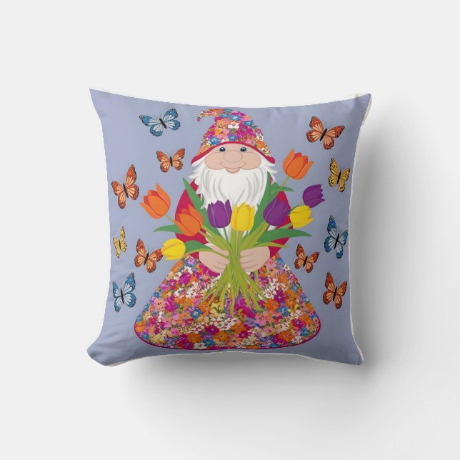 Floral Kaleidoscope Gnome for Mom Throw Pillow (Front)