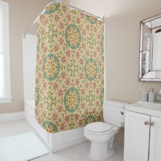 Floral kaleidoscope Pattern Red Green Yellow