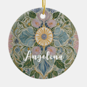 Floral Kaleidoscope Personalized Ceramic Ornament