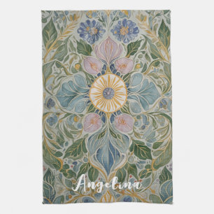 Floral Kaleidoscope Personalized Kitchen Towel