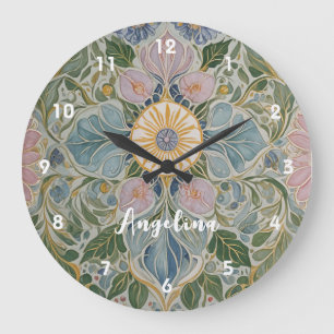 Floral Kaleidoscope Personalized Large Clock