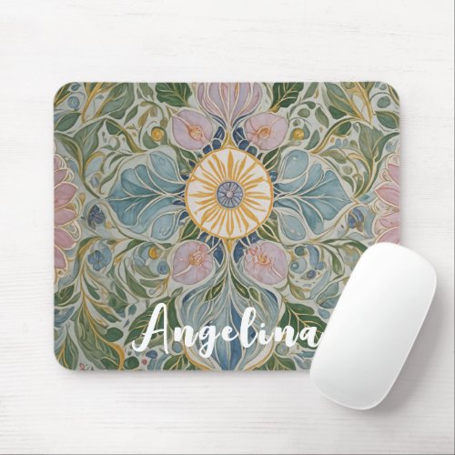 Floral Kaleidoscope Personalized Mouse Pad