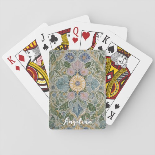 Floral Kaleidoscope Personalized Poker Cards