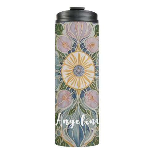 Floral Kaleidoscope Personalized Thermal Tumbler