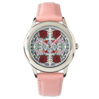 Floral Kaleidoscope Stainless Steel Pink Watch