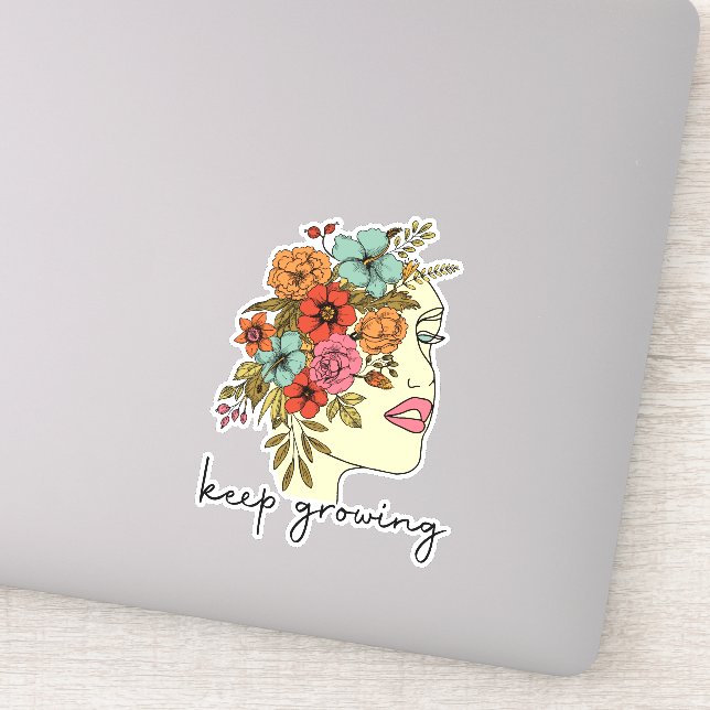 Floral Keep Going Positive Mental Health Sticker (Detail)