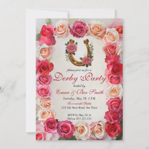 Floral Kentucky Derby Invitation Lucky Horseshoe R