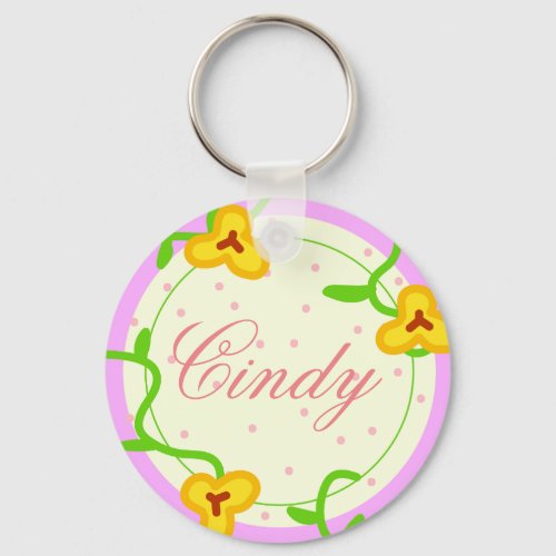 Floral Keychain Customizable Name