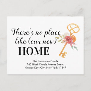 Floral Keys New Home Address Moving Announcement Postcard