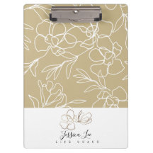 Floral Khaki Personalized Clipboard