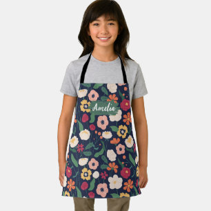 Floral Kids Custom Chef Apron, Cooking Baking BBQ Apron