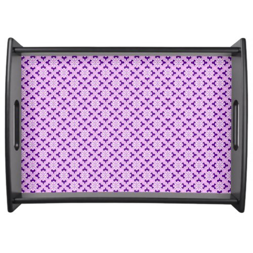 Floral kimono print amethyst and orchid pink serving tray