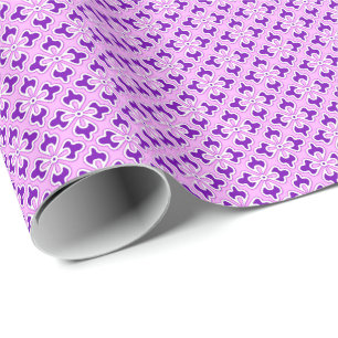 Floral kimono print, amethyst and orchid pink wrapping paper