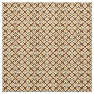 Floral kimono print, caramel and chocolate brown fabric
