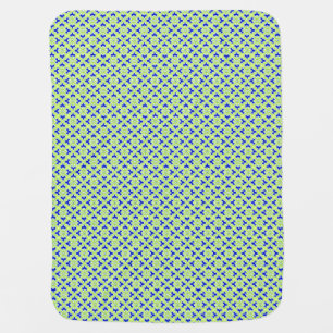 Floral kimono print, cobalt blue and lime green swaddle blanket