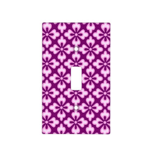 Floral kimono print, light pink and plum switch cover