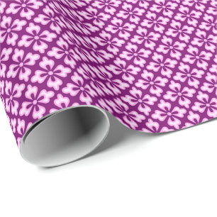 Floral kimono print, light pink and plum wrapping paper