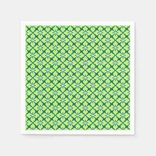 Floral kimono print, lime and pine green paper napkins