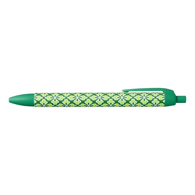 Floral kimono print, lime and pine green pen (Top)