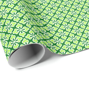 Floral kimono print, lime and pine green wrapping paper