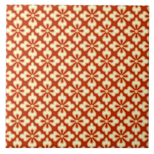 Floral kimono print, mandarin orange tile