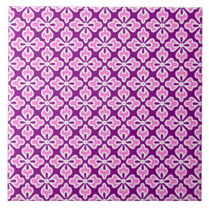 Floral kimono print, orchid pink and purple ceramic tile