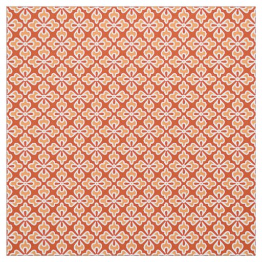 Floral kimono print, peach and mandarin orange fabric