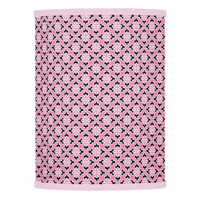 Floral kimono print, pink, black and white lamp shade (Front)